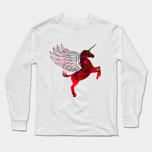 Shining Red Winged Unicorn Long Sleeve T-Shirt